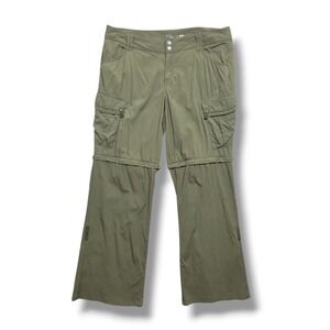 Prana Sage Convertible Pant Womens 12 STAIN PILLED Green Cargo Roll Up Ripstop
